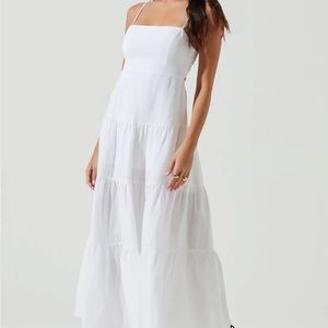TEMECULA SQUARE NECK CUTOUT TIERED MIDI DRESS